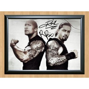 The Rock & Roman Reigns WWE Signed Autographed A4 Print Photo Poster WWF UFC WCW   181982106489